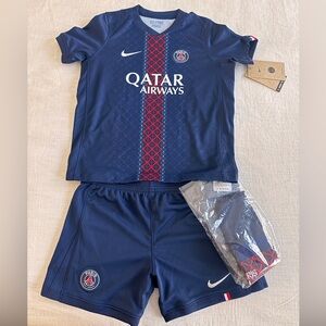 NWT 25/26 Nike Kids PSG Blue Soccer Jersey Set